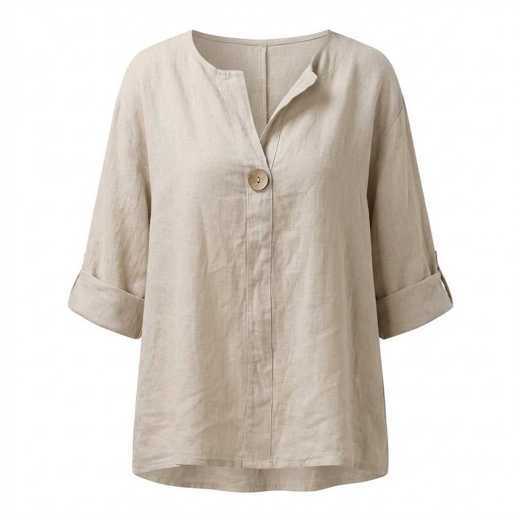 Button-Front Blouse | Lightweight Woven | Relaxed Silhouette