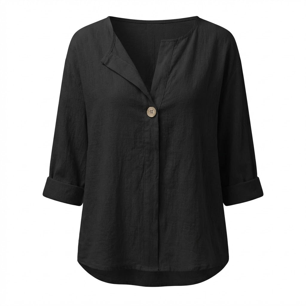 Button-Front Blouse | Lightweight Woven | Relaxed Silhouette