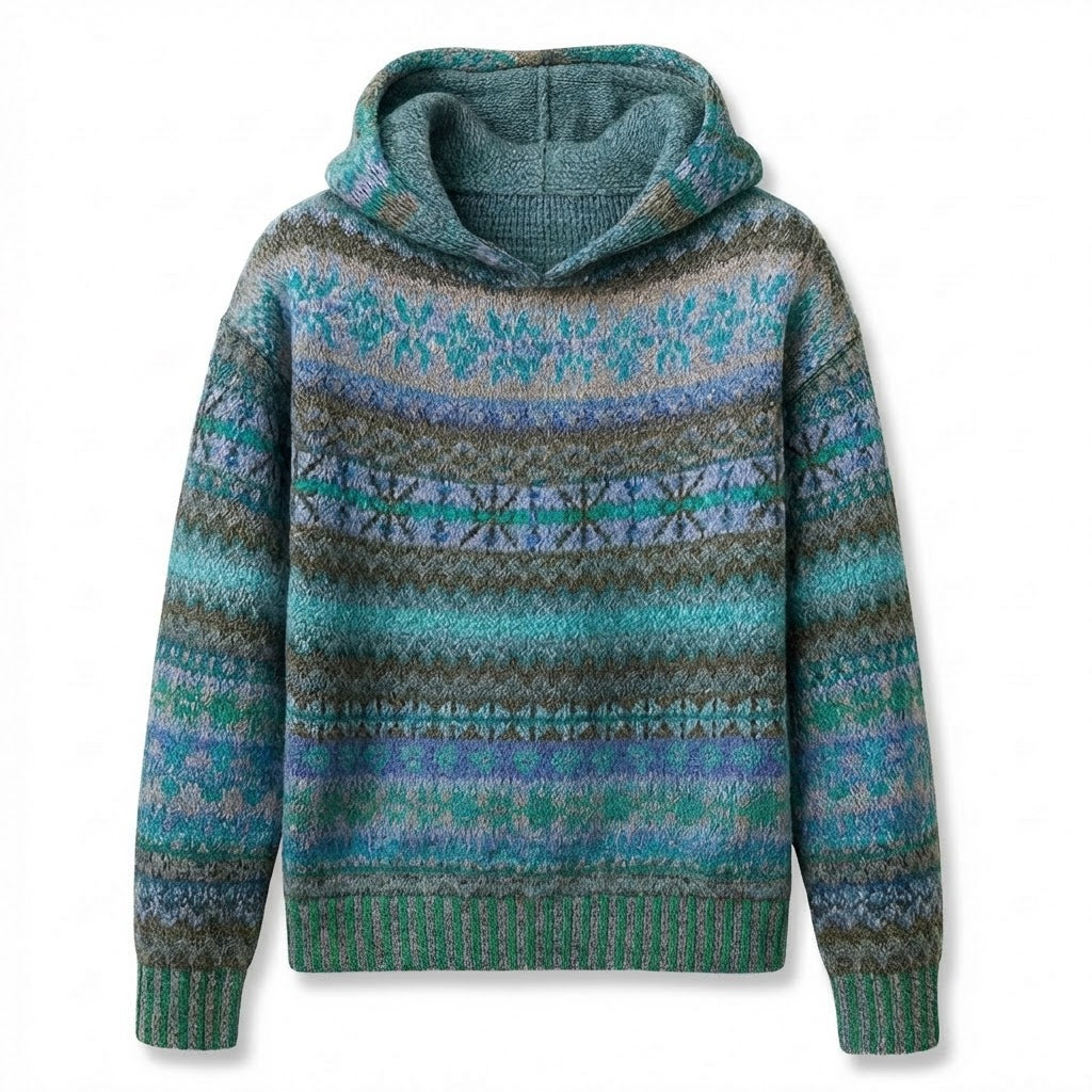 Hooded Knit Sweater | Textured Knit | Patterned Design