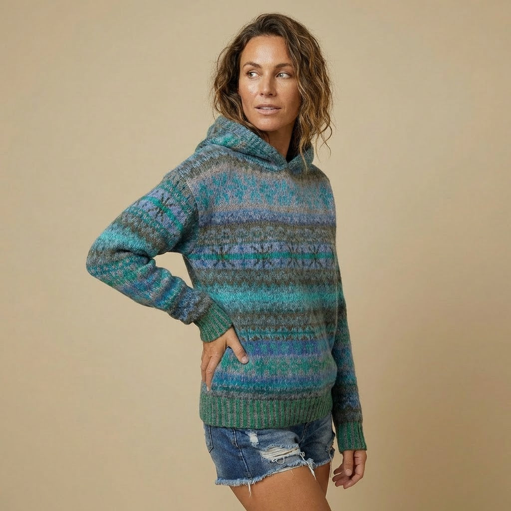 Hooded Knit Sweater | Textured Knit | Patterned Design