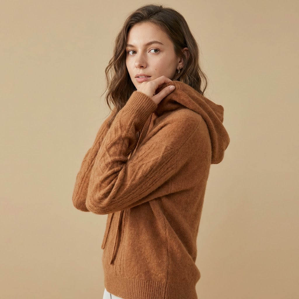 Hooded Pullover | Textured Knit | Cable-Knit Detail