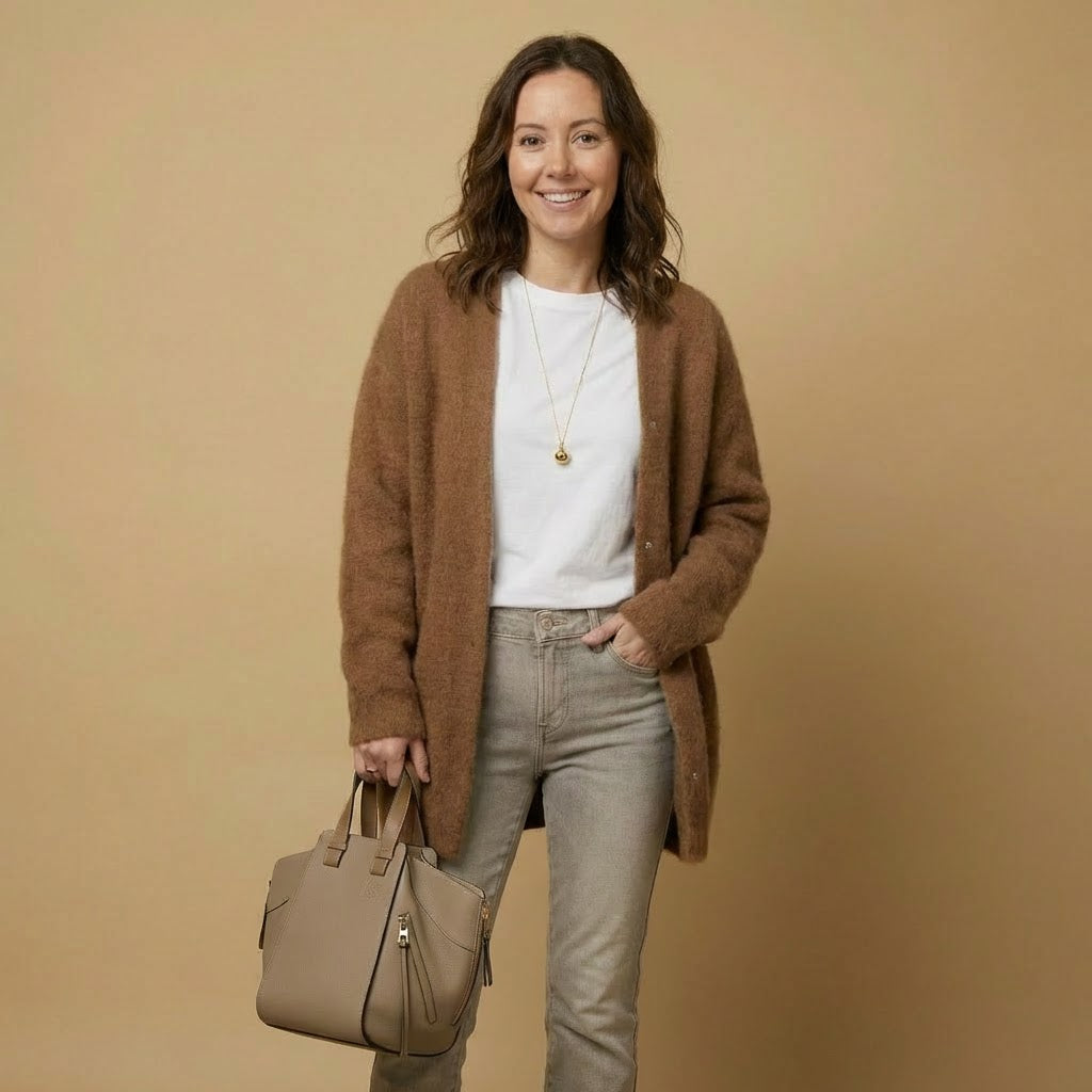 Longline Cardigan | Textured Fabric | Button-Front Silhouette