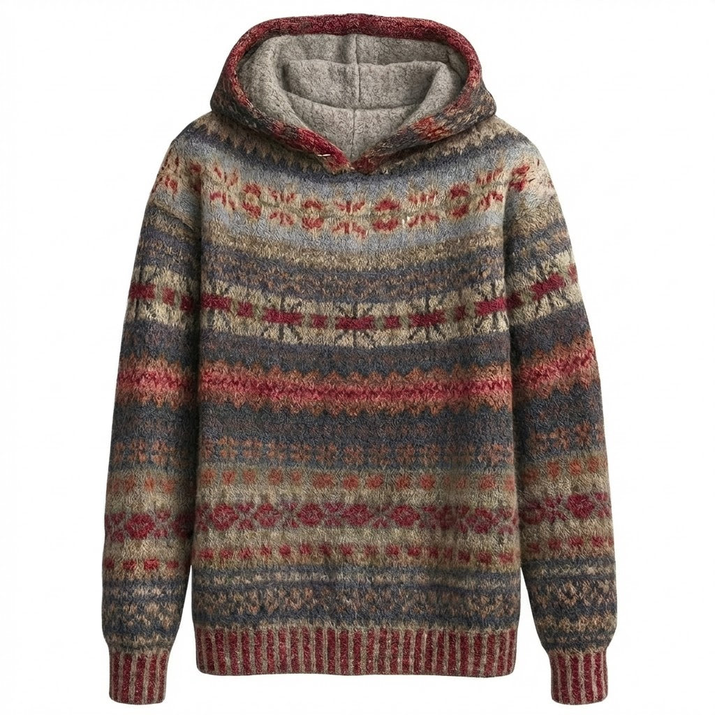 Hooded Knit Sweater | Textured Knit | Patterned Design