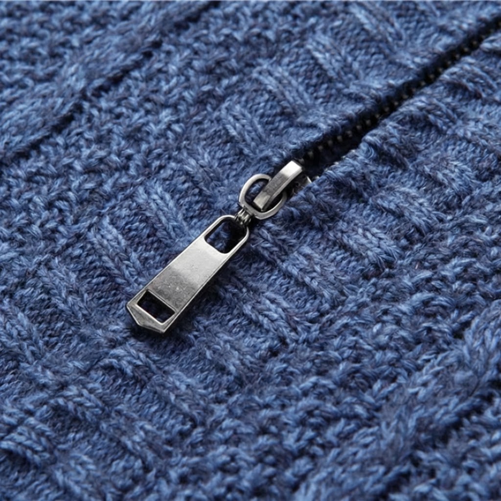 Zip-Front Knit Jacket | Textured Knit Construction | Ribbed Trim Detail