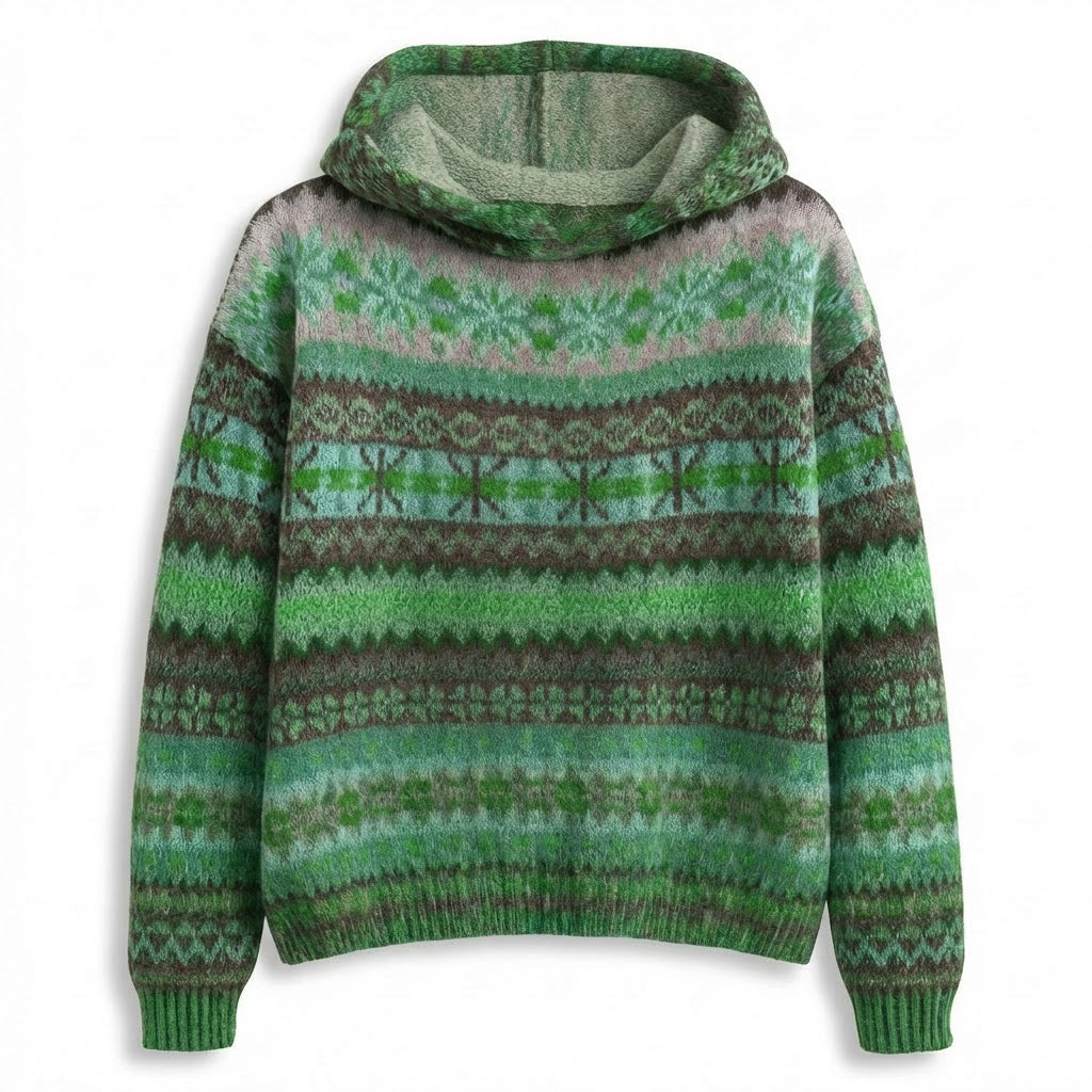Hooded Knit Sweater | Textured Knit | Patterned Design