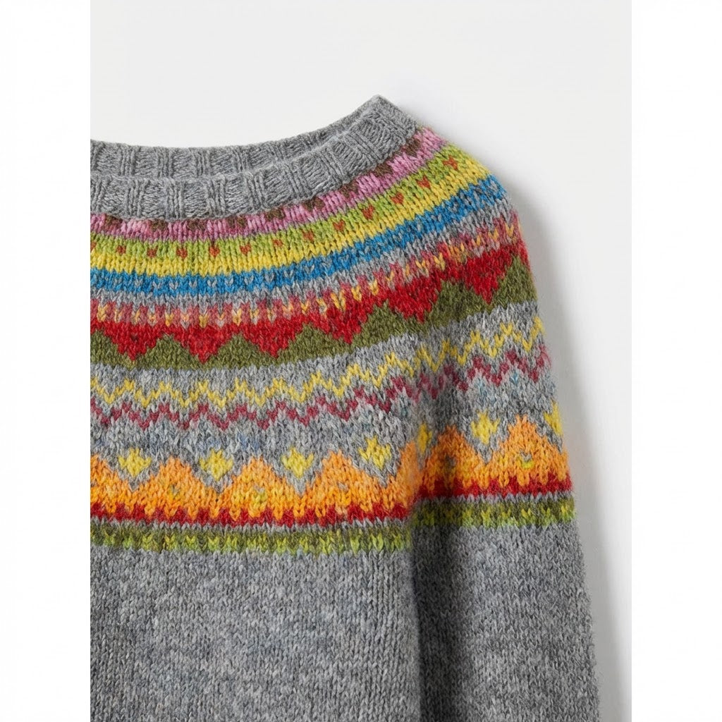 Knit Sweater | Textured Knit | Fair Isle Detail