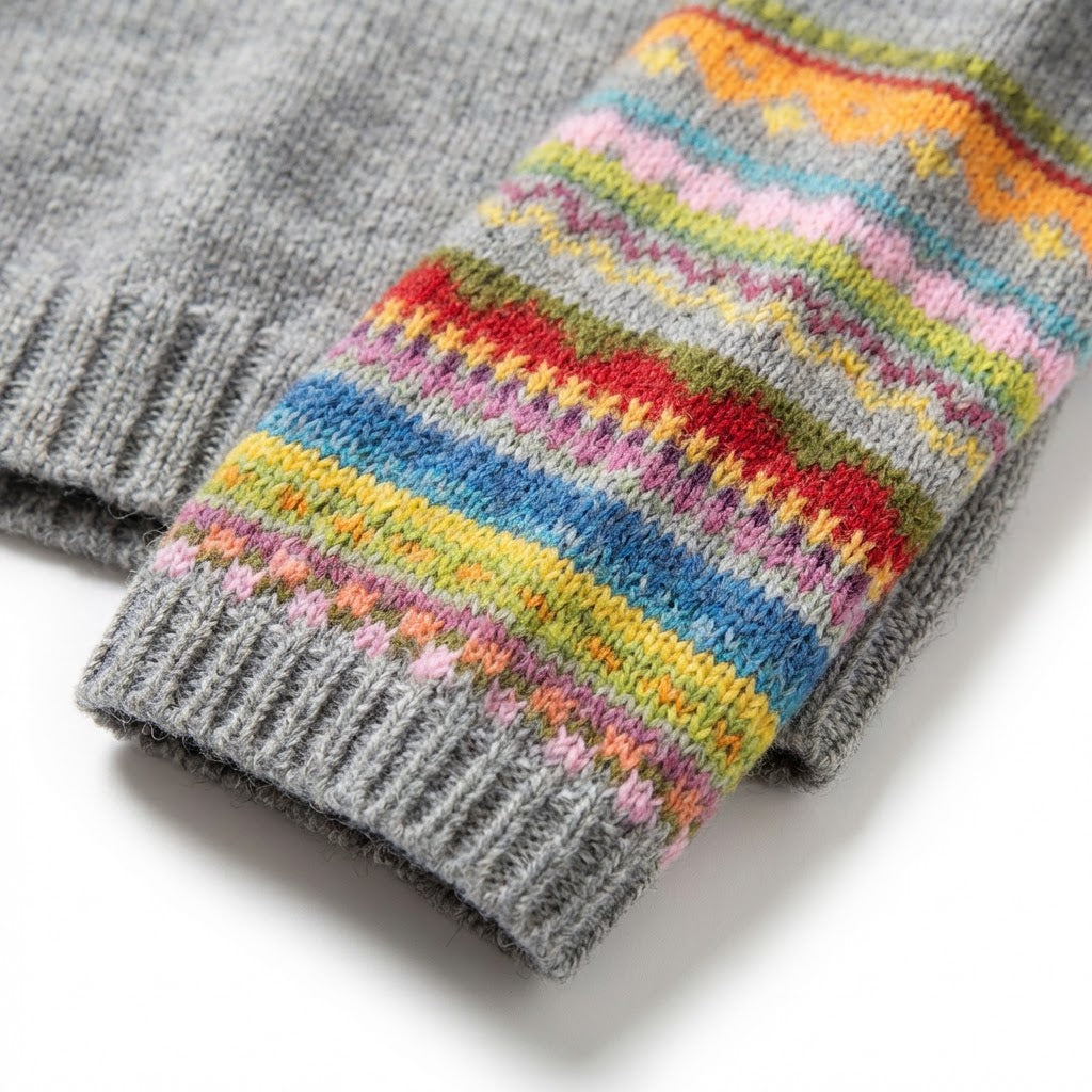 Knit Sweater | Textured Knit | Fair Isle Detail