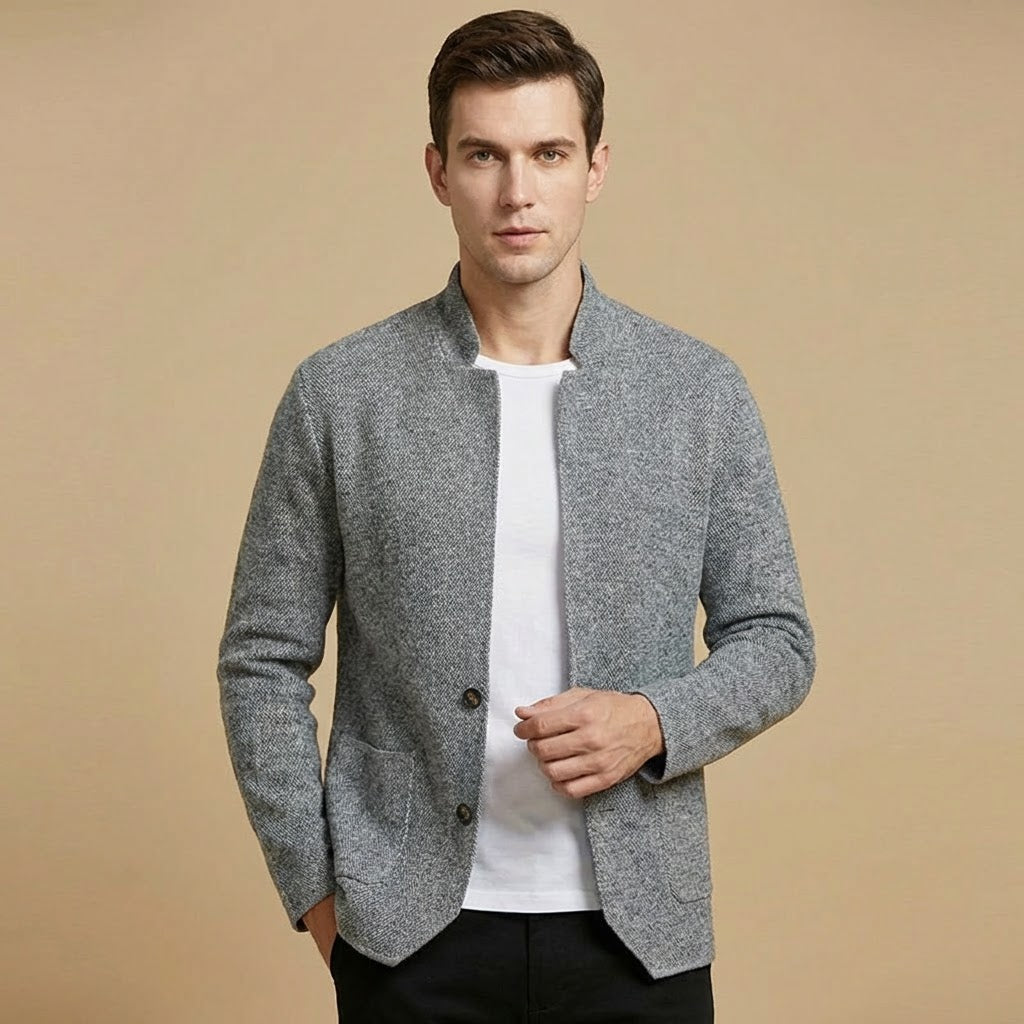 Button-Front Cardigan | Textured Knit Construction | Collarless Silhouette