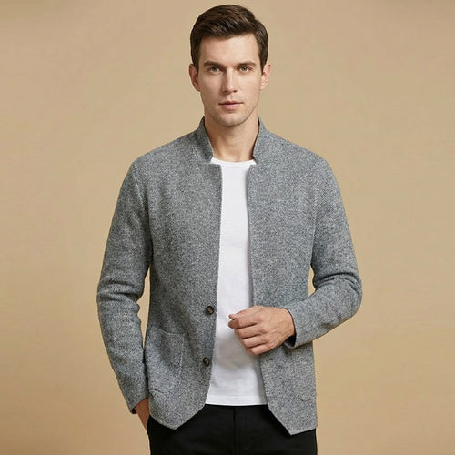 Button-Front Cardigan | Textured Knit Construction | Collarless Silhouette