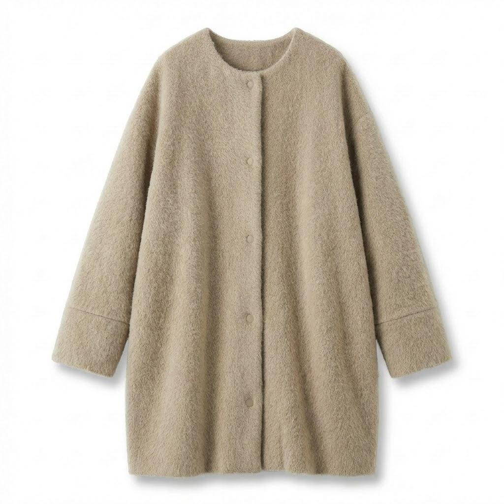 Longline Cardigan | Textured Fabric | Button-Front Silhouette