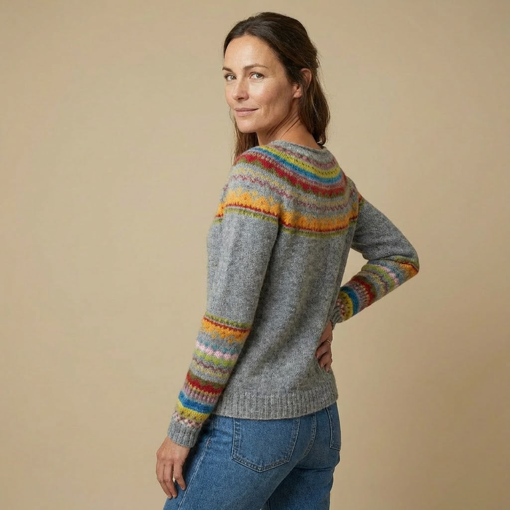 Knit Sweater | Textured Knit | Fair Isle Detail